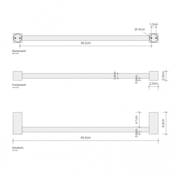 Decor Walther Corner HTE40 Полотенцедержатель 40см, подвесной, цвет: никель сатинированный