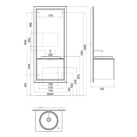 EMCO Touch 600 pure Комплект мебели с выдвижным ящиком, черный/белый ELS
