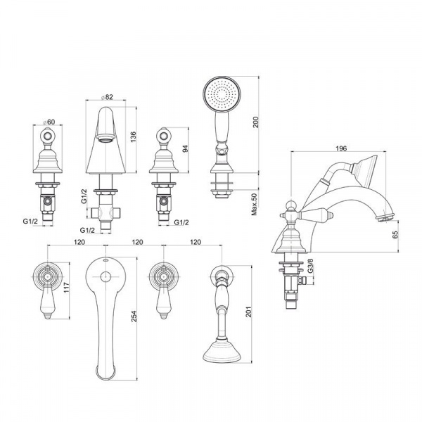 Carlo Frattini Herend Chic Смеситель на борт ванны, ручки Swarovski, цвет: хром
