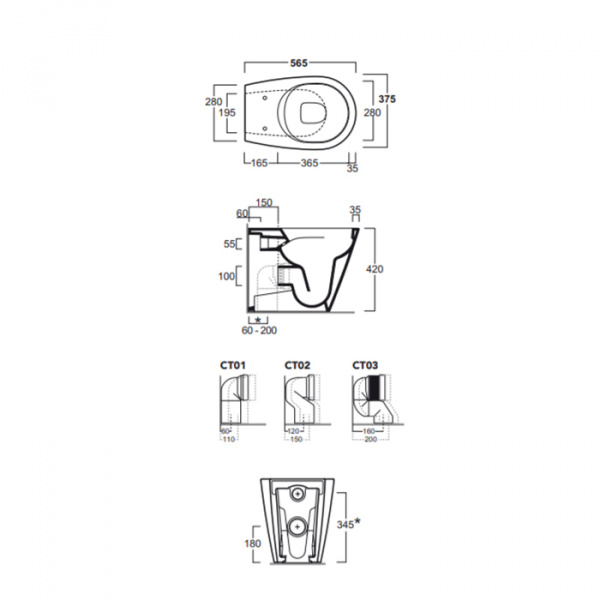 Simas Gambassi Унитаз приставной безободковый 56.5х37,5 см, цвет: белый сиденье на выбор