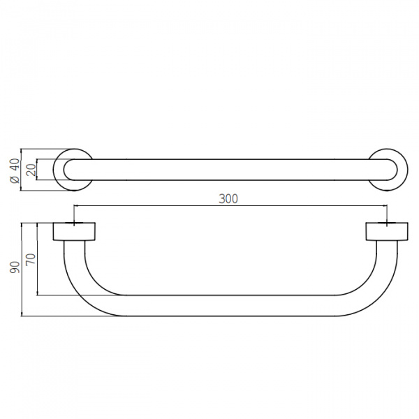 EMCO Rondo2 Поручень, 300мм, подвесной, цвет: хром