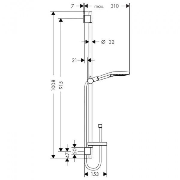 Hansgrohe Raindance Select Душевой гарнитур, включает: ручной душ, шланг, мыльница, цвет: хром