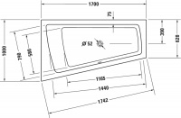 Ванна акриловая Duravit Paiova 170x100 угловая ассиметричная левая, встраиваемая