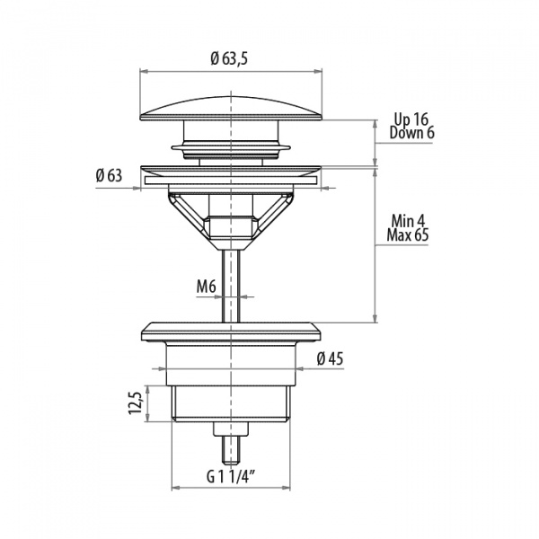 Gattoni Accessori Донный клапан для раковины - клик-клак, цвет:  хром