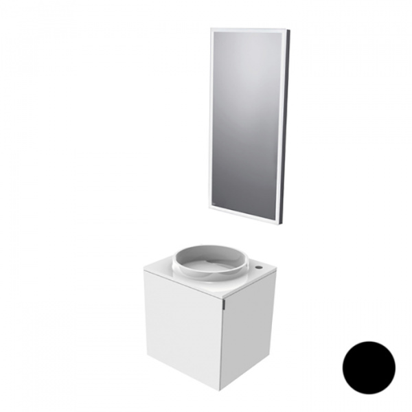 EMCO Asis Комплект мебели, отверстие для смесителя справа, зеркало с LED подсветкой, Ручка справа, 45см, черный