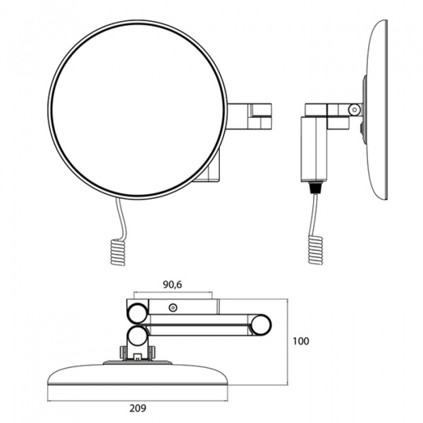 EMCO Evo Зеркало косметическое, LED, Ø209мм,  двойной, snoer, 3x кратное увеличение, подвесной, цвет: хром