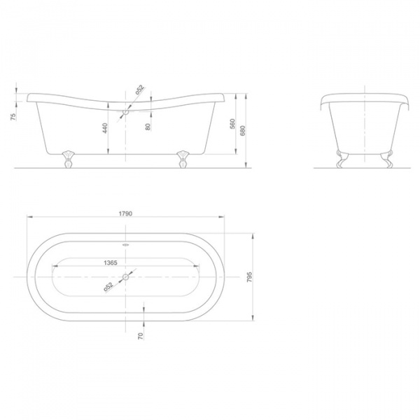 KNIEF Chateau Ванна отдельностоящая 180х80хh68см,
