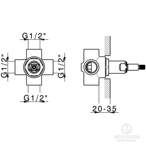 CISAL Встраиваемая часть переключающего вентиля 1/2" на 2 положения, ZA00200004