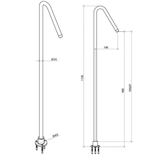 Излив напольный Bongio Aqua, цвет: хром