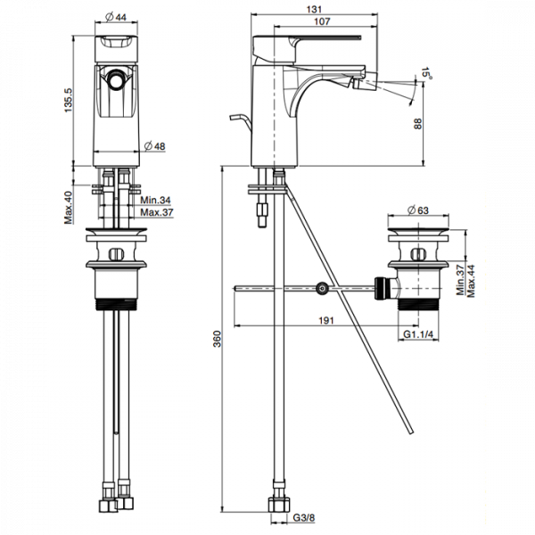 Carlo Frattini Mast Смеситель на биде, цвет: хром