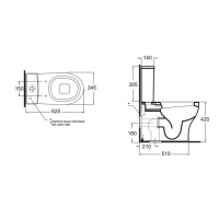 AZZURRA Pratica Унитаз моноблок 62,5x34,5xh80,5 см с бачком, сиденье на выбор, цвет: белый