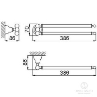 HUBER Croisette Полотенцедержатель двойной 38.6см, цвет: никель матовый