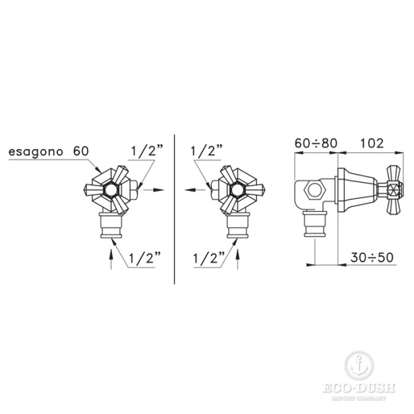 Stella Eccelsa Угловой кран 0/152, цвет: хром