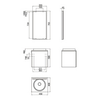 EMCO Asis Комплект мебели, без отверстий для смесителя, зеркало с LED подсветкой, Ручка слева, 45см, черный