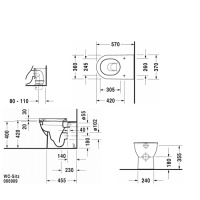 Duravit Darling New Унитаз напольный пристенный вариант, с вертикальным смывом, включая крепление,  универсальный, 37x57см