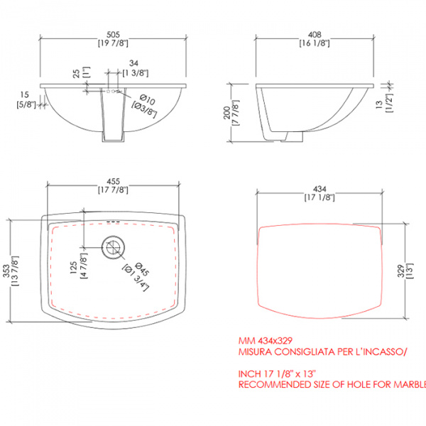 Devon&Devon Westminster Раковина 40.8х50.5 см, без отв., цвет: белый