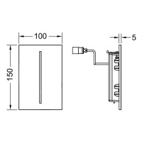 TECE TECEfilo-Velvet Urinal Электронная панель смыва для писсуара, 7,2В, цвет: Grigio Londra/антрацит