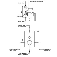 Встраиваемый смеситель для душа Bongio Myamix, цвет: хром