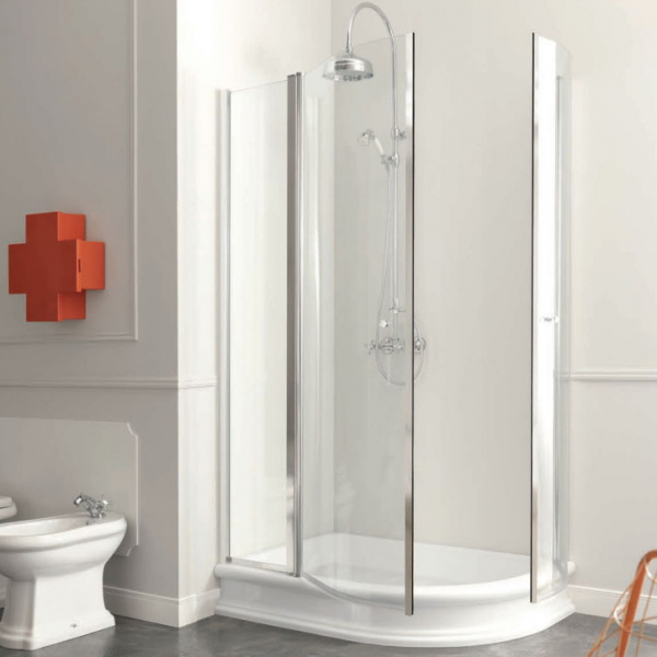 Kerasan Душевое ограждение 80х120см., "полукруг", 2 дв распашн, проф.хром, стекло