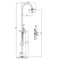 Bossini Tetis Душевая колонна напольная, h2285 мм, верхний душ Ø300 мм, 2 прогрессивных смесителя, цвет: хром