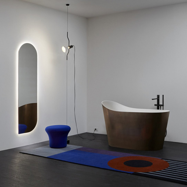 Antonio Lupi Mastello Ванна отдельностоящая 135х75х87см, с нажимным донным клапаном, сифоном и гибким шлангом, Flumood