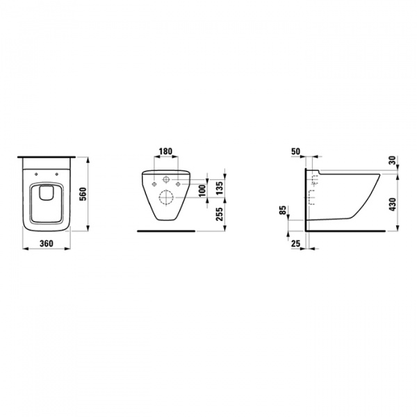 Laufen Palace Унитаз подвесной, 56х36х45см, глубокое смывание, цвет: белый