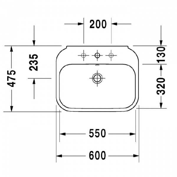 DURAVIT Happy D.2 Раковина 60х47.5 см, без отв., со слив-переливом, цвет: белый