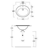 SIMAS Top e lavabi d'arredo Раковина 53.5х45 см, 1 отв., цвет: белый