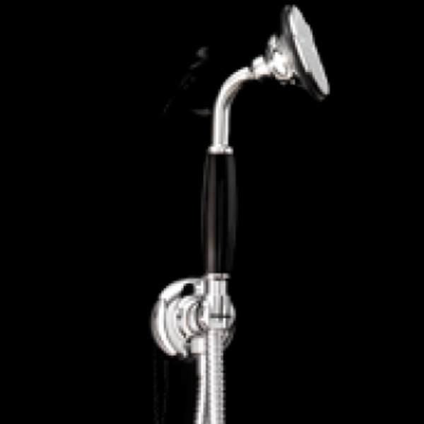 Devon&Devon Black Morris Душевая лейка с гибким шлангом и держателем, ручка черная, цвет:  хром
