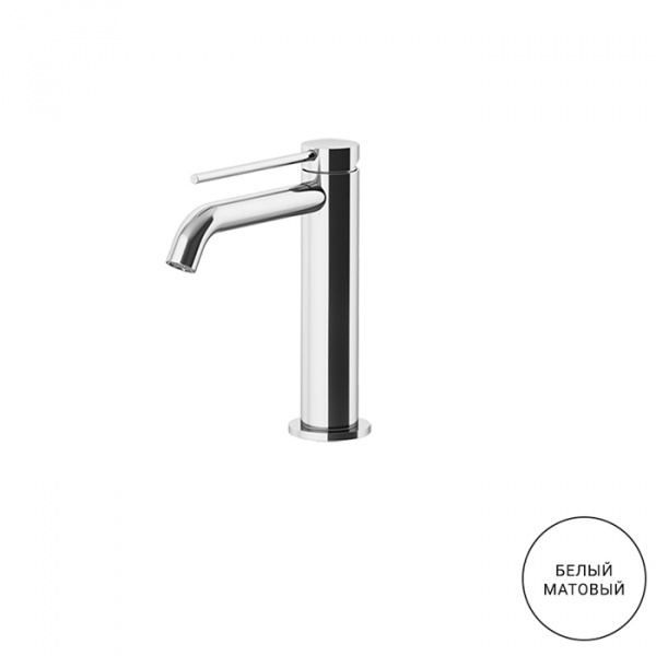 Gattoni Circle Two Смеситель для раковины высокий 177 мм, на 1 отверстие, излив 135 мм, с донным клапаном, цвет: bianco opaco