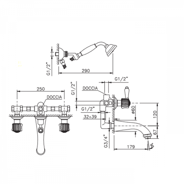 Nicolazzi Onice Смеситель для ванны с изливом из стены встраиваемый, цвет: хром