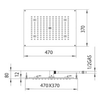 BOSSINI DREAM-RECTANGULAR Верхний душ 470 x 370 мм с 4 LED (белый), блок питания/управления, цвет: хром