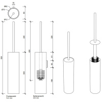 Decor Walther Stone WBG Туалетный ершик, подвесной, цвет: белый / сталь матовая