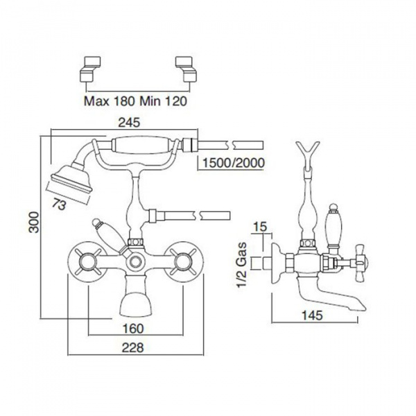 Sbordoni Antica Смеситель для ванны на 2 отверстия, цвет: хром