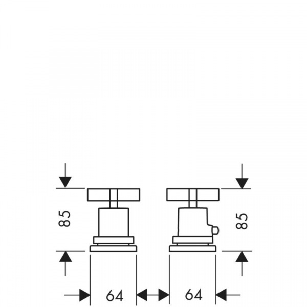 Axor Citterio, Термостат на край ванны, на 2 отверстия, с крестовыми рукоятками, внешняя часть, цвет: хром