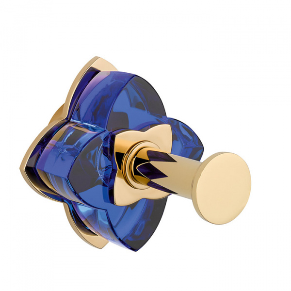 THG Pétale de cristal bleu Крючок подвесной, длинный, цвет: золото/синий хрусталь