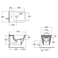 Azzurra Build Биде подвесное 55х36х32 см. с 1 отв. под смеситель , цвет: белый
