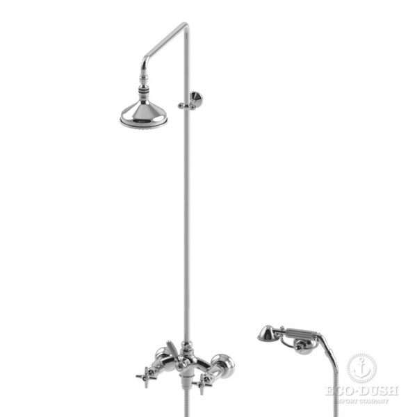 Stella Italica Душевой комплект 3284/33-140: смеситель, штанга+ручной+верхний душ 140мм, цвет: хром