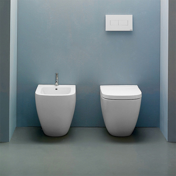 Globo Stockholm Унитаз напольный пристенный  51х37хh42см, слив универсальный, с комплектом креплений, цвет: белый, сиденье на выбор