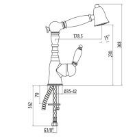 Gattoni Retro Смеситель для мойки с выдвижным "ручным душем", цвет: золото