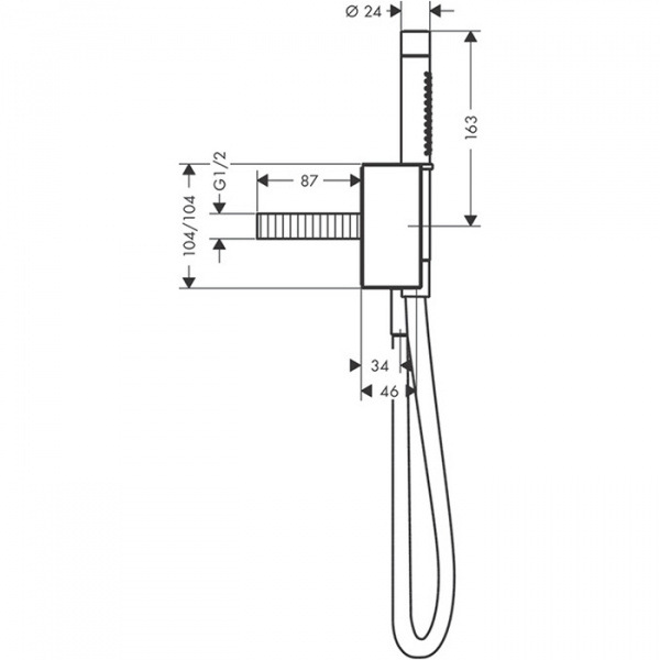 Axor Edge Душевой гарнитур: ручной душ с держателем и шлангом, алмазная огранка, цвет: черный