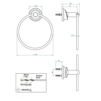 THG Bagatelle pierre noire Держатель-кольцо 17см., подвесной, цвет: золото