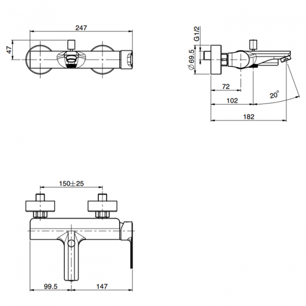 Carlo Frattini Mast Смеситель на ванну, цвет: хром