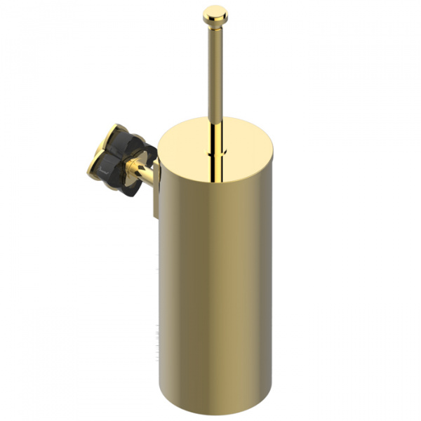 THG Pétale de cristal noir Ёршик для туалета, подвесной, цвет: золото/черный хрусталь