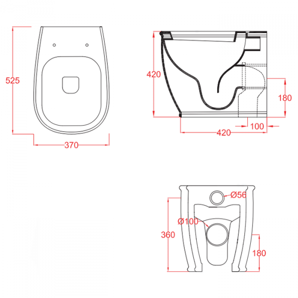 Artceram Atelier Унитаз напольный, 52х37хh42см, безободковый, слив универсальный, с крепежом, цвет: белый матовый