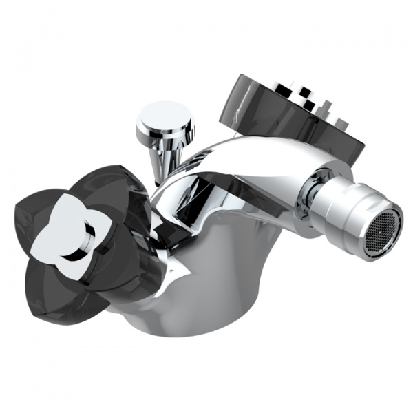 THG Petale de Cristal noir Смеситель для биде, 1 отв., цвет: хром/черный хрусталь