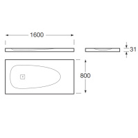 Armani Roca Baia Душевой поддон 160х80х3.1см с боковым сливом, с anti-slip, мат-л: Stonex, цвет: dark metallic