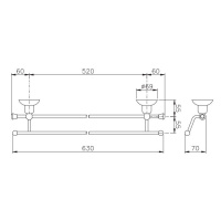Nicolazzi Cristallo Di Rocca Полотенцедержатель двойной 52 см, подвесной, цвет: хром