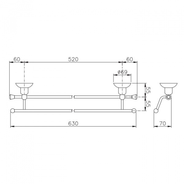 Nicolazzi Cristallo Di Rocca Полотенцедержатель двойной 52 см, подвесной, цвет: золото