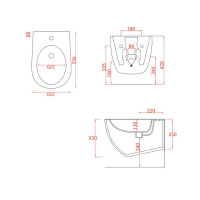 Artceram FILE 2.0  Биде подвесное 36х52 см, с креплениями, с 1 отв под смеситель, цвет: rosso corallo